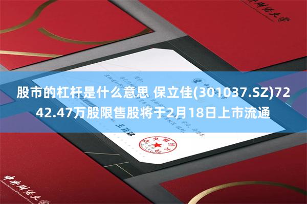 股市的杠杆是什么意思 保立佳(301037.SZ)7242.47万股限售股将于2月18日上市流通