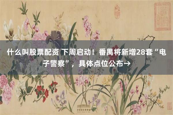 什么叫股票配资 下周启动！番禺将新增28套“电子警察”，具体点位公布→